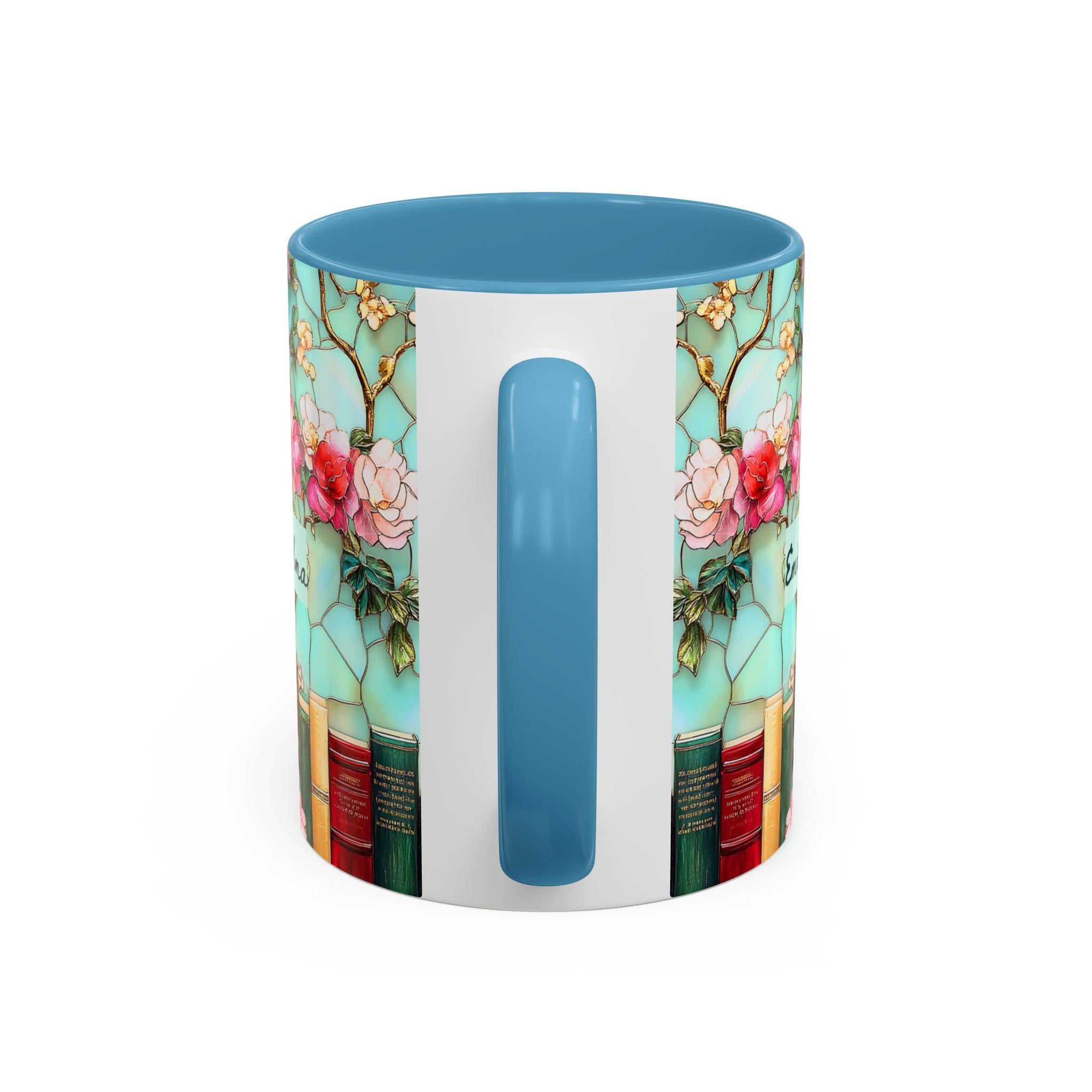 Personalized Grandma Custom Mug Name Floral Faux Stained Glass Coffee Cup