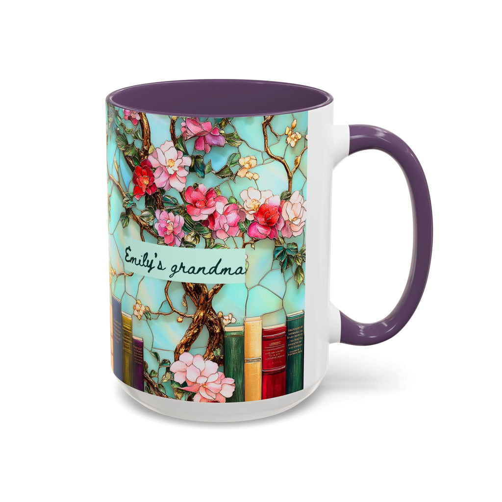 Personalized Grandma Custom Mug Name Floral Faux Stained Glass Coffee Cup