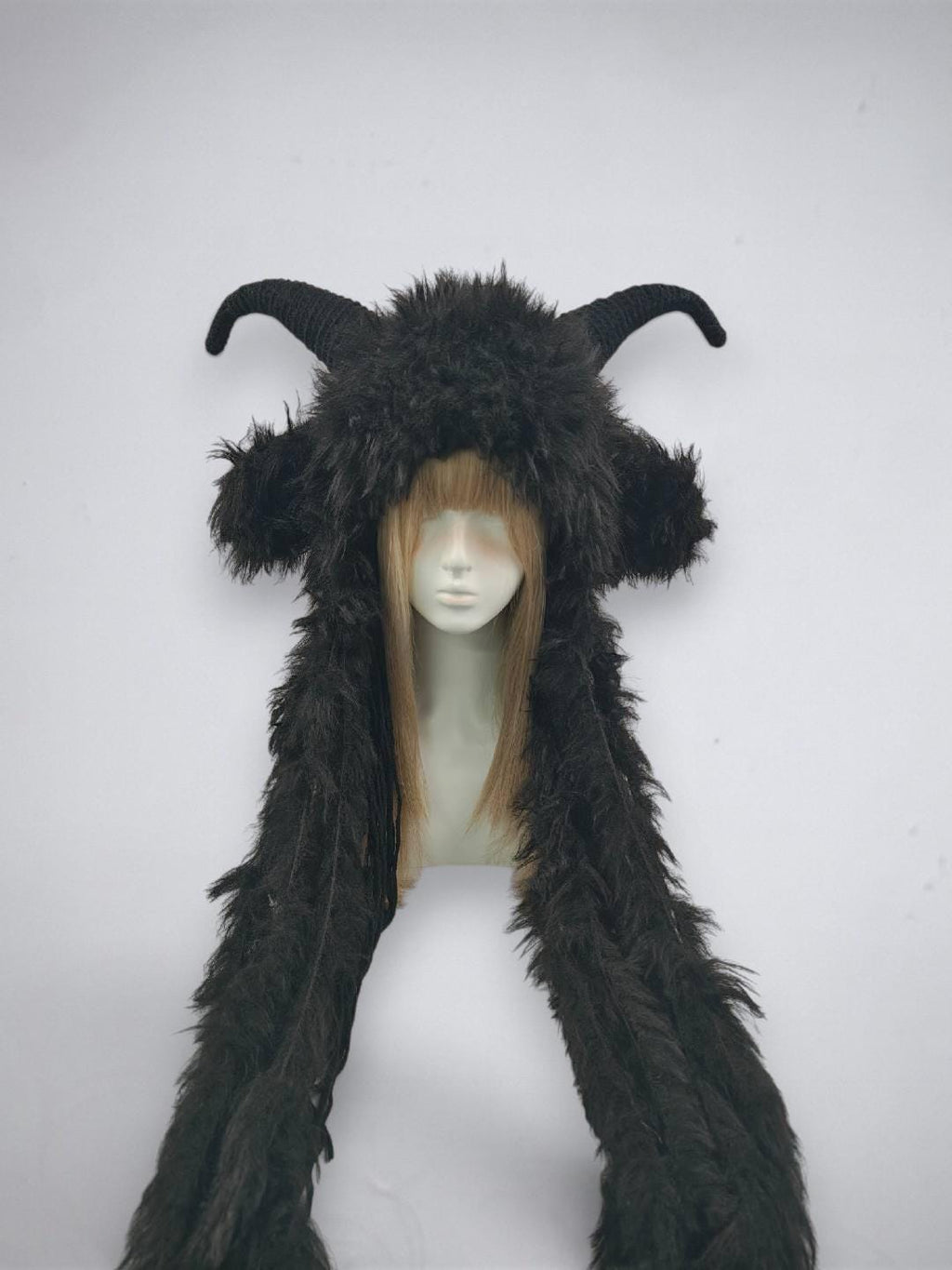Wild Goat Horn Woodland Hat With Long Savage Fur
