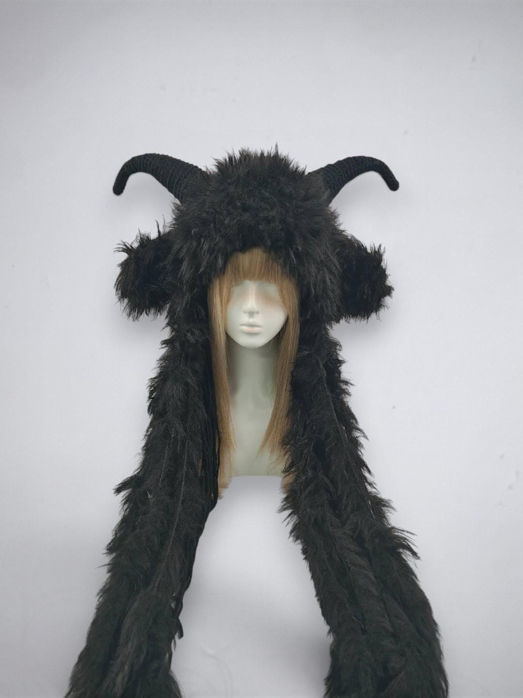 Wild Goat Horn Woodland Hat With Long Savage Fur