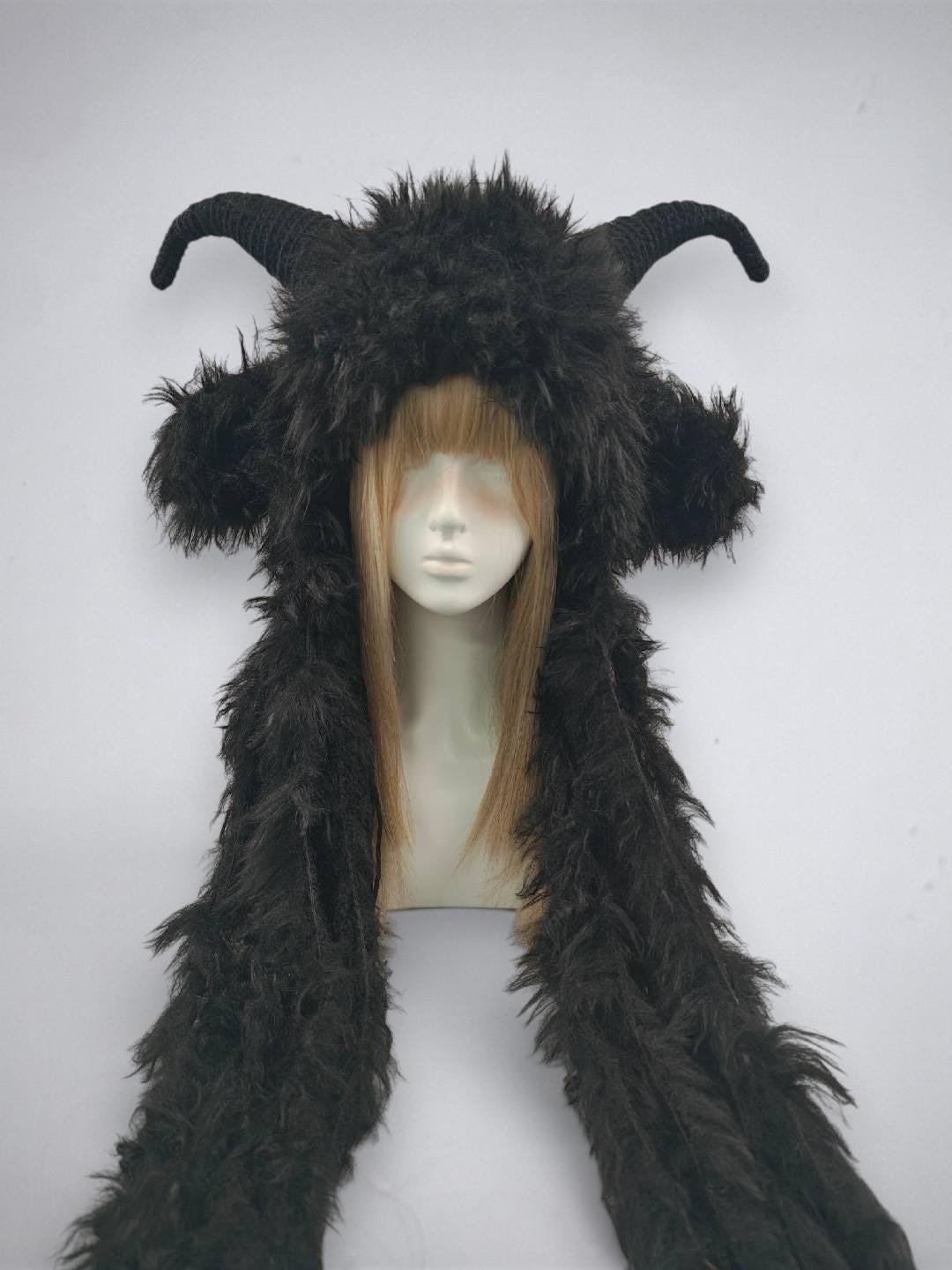 Wild Goat Horn Woodland Hat With Long Savage Fur