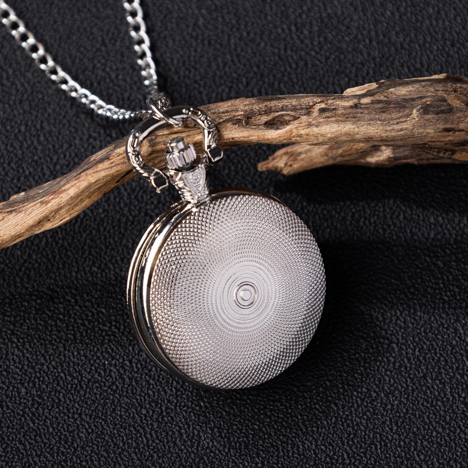Oryeia Preserved Flower Pocket Watch Necklace Handcrafted Resin Dome