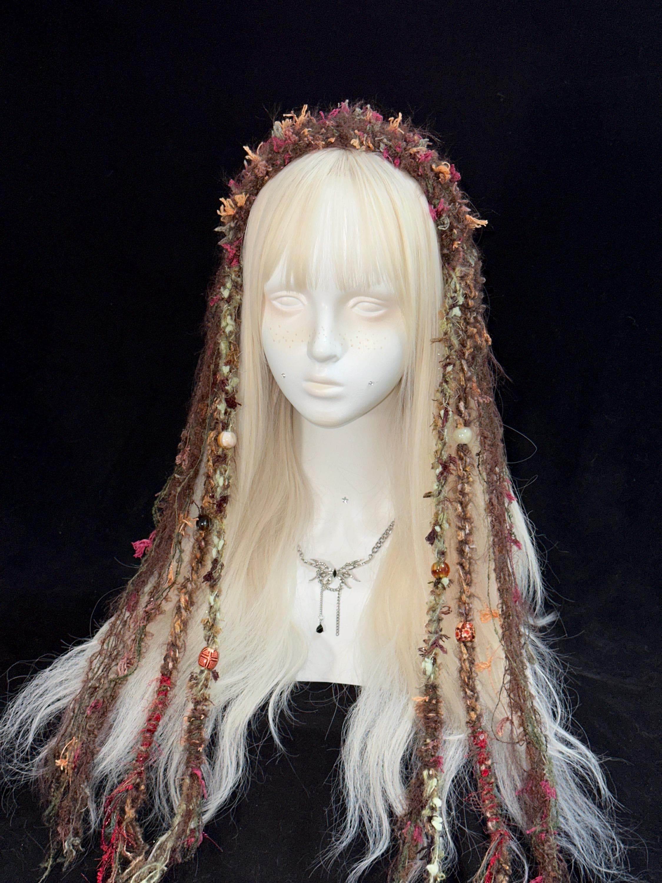 Woodland Brown Textured Fringe Beaded Hair Headband