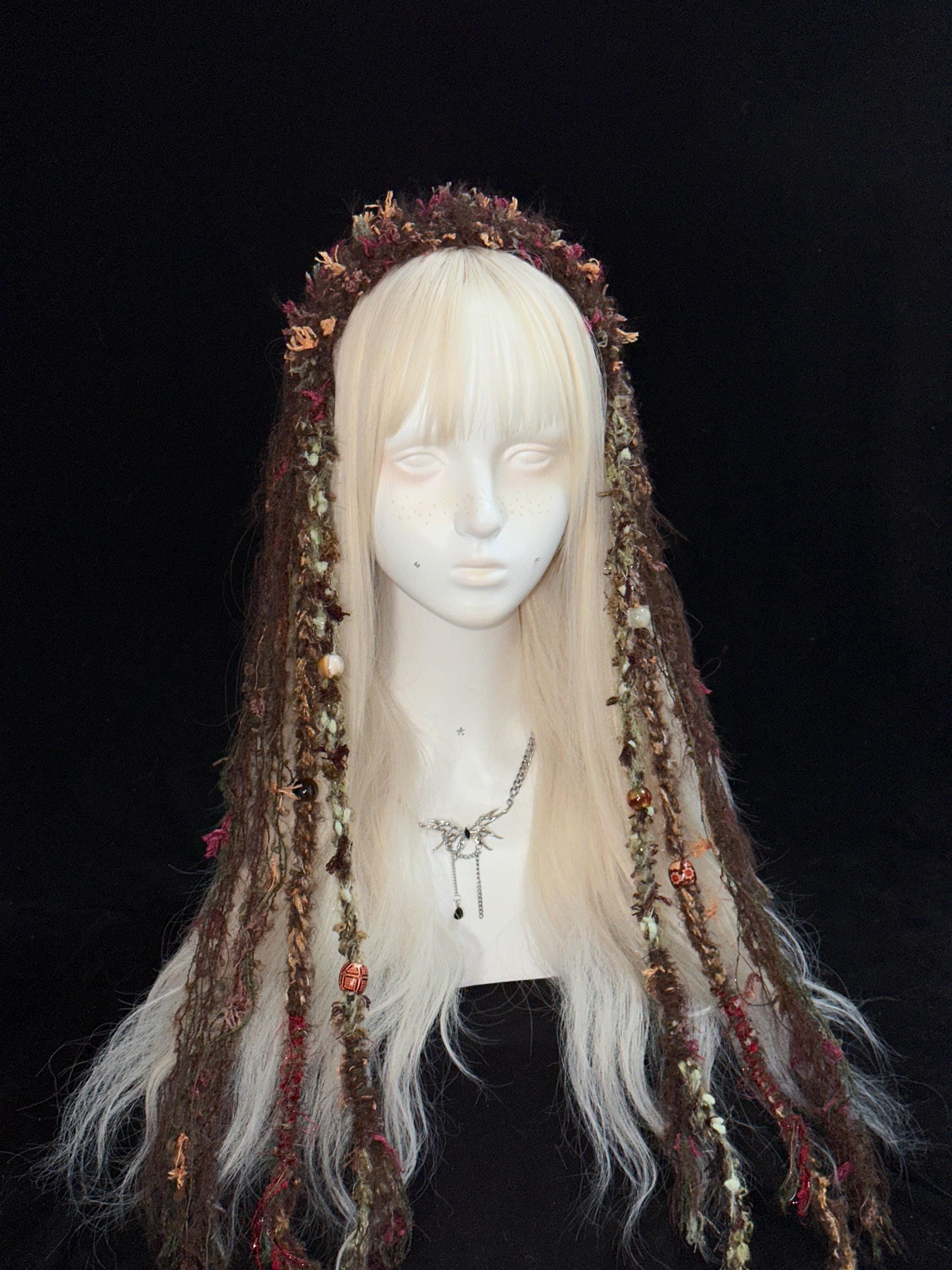 Woodland Brown Textured Fringe Beaded Hair Headband