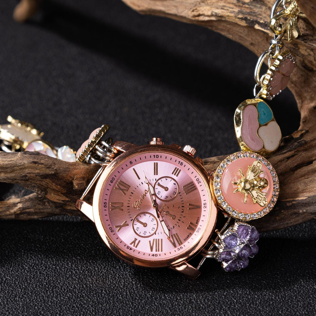 Oryeia Handmade Vintage Watch Face Purse Strap Adjustable Rose Gold