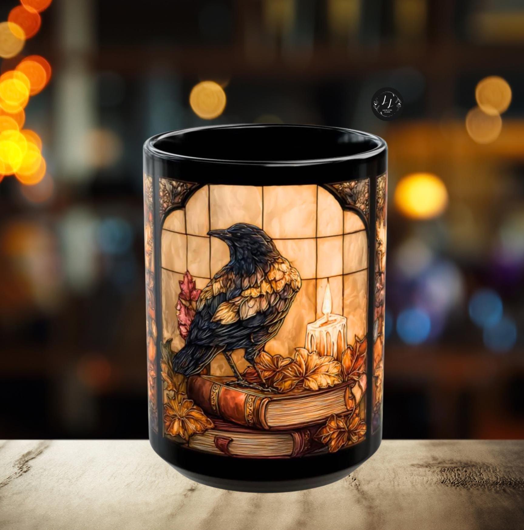LELORESTORE Gothic Raven Coffee Mug Dark Academia Bookish Design