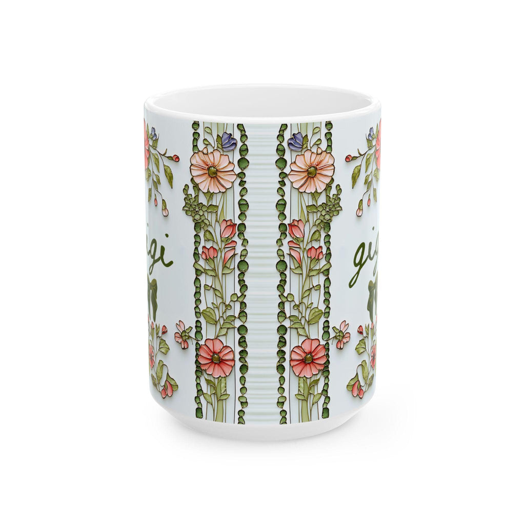 LELORESTORE Personalized Gigi Floral Botanical Ceramic Coffee Mug