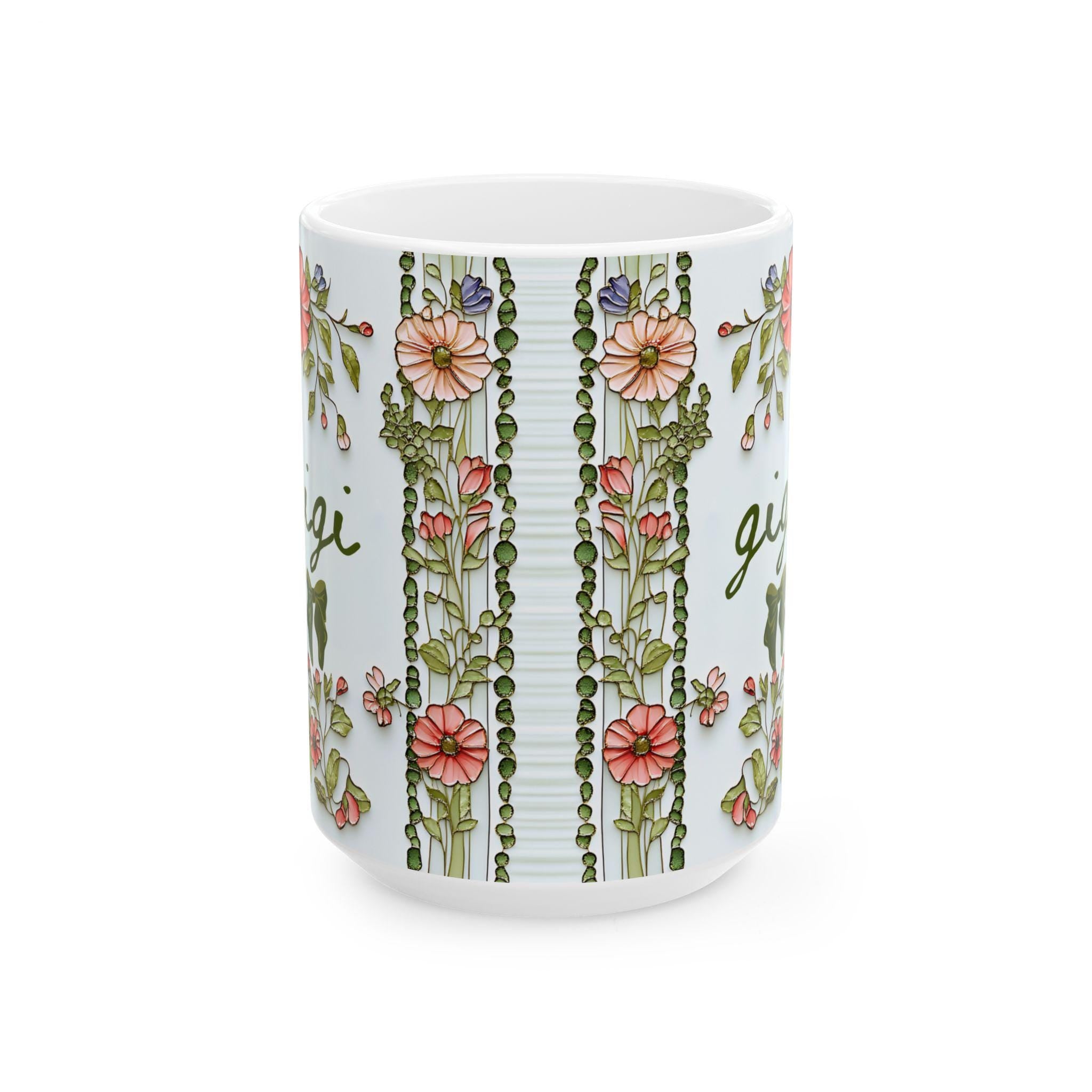 LELORESTORE Personalized Gigi Floral Botanical Ceramic Coffee Mug