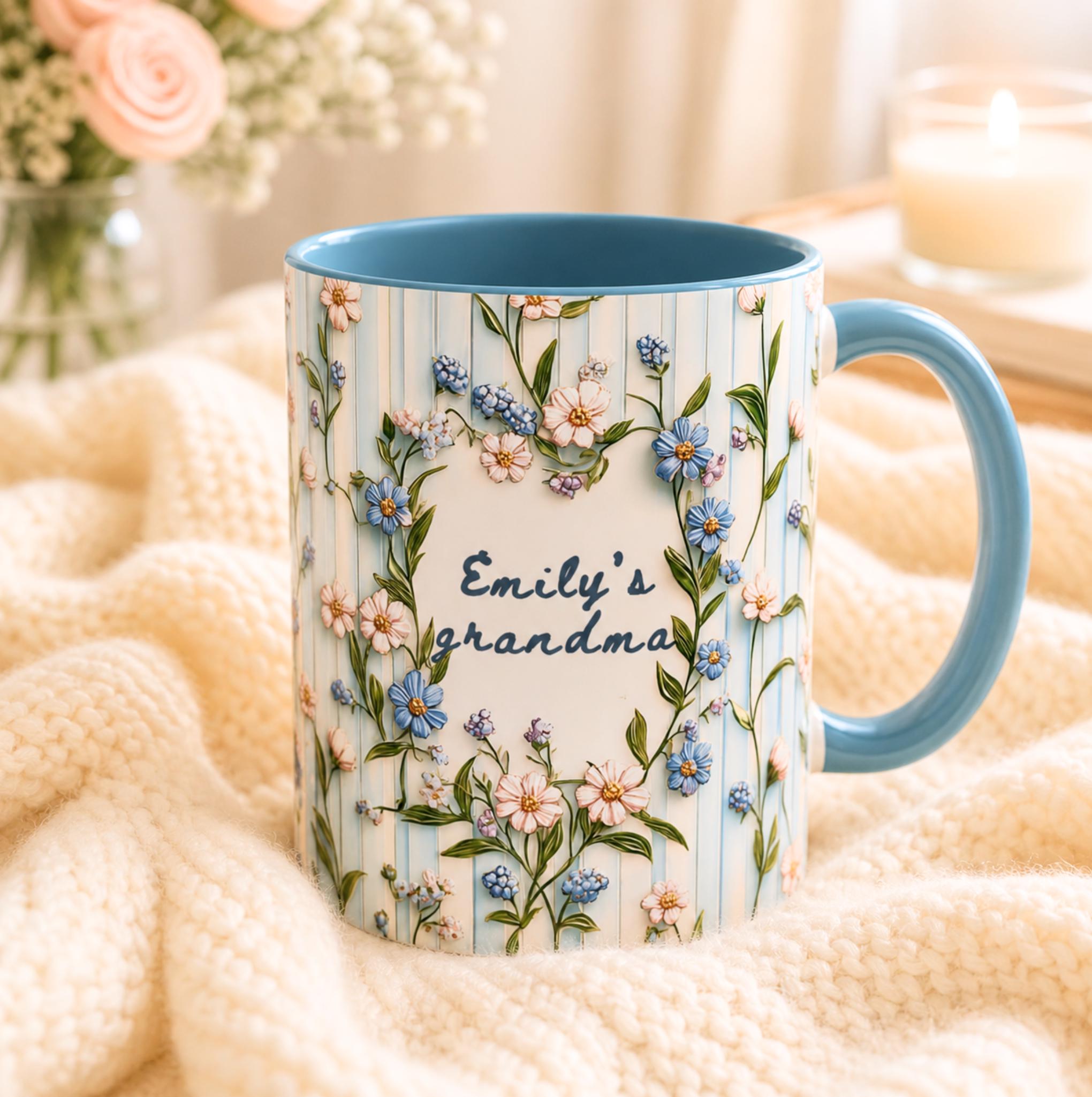 Personalized Grandma Mug With Grandchild Name Pregnancy Announcement Gift