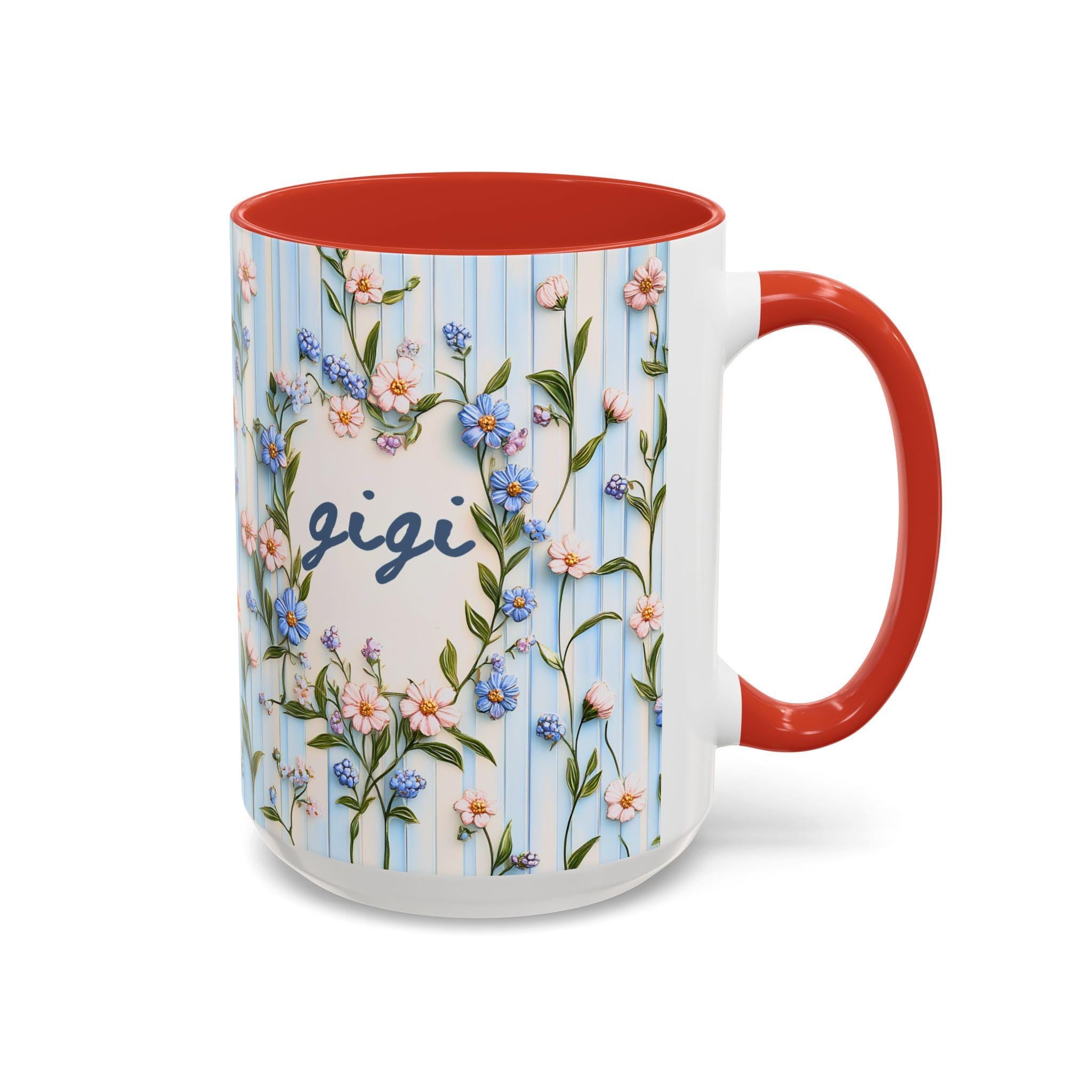 LELORESTORE Personalized Gigi Floral Mug Custom Name Coffee Cup
