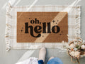 Oh, Hello Coir Doormat, Funny Welcome Mat, Front Porch Decor