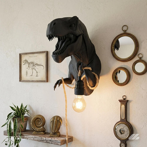 April16studio T-Rex Wall Sconce Handcrafted 3D Printed Dinosaur Lamp