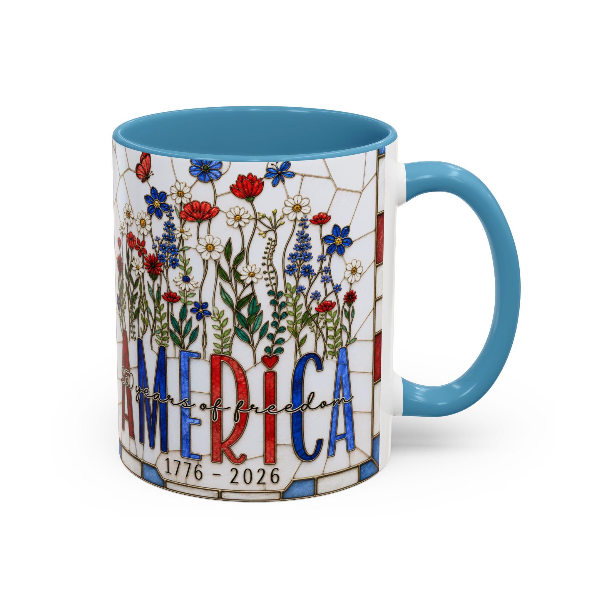 LELORESTORE America 250 Faux Stained Glass Wildflower Coffee Mug