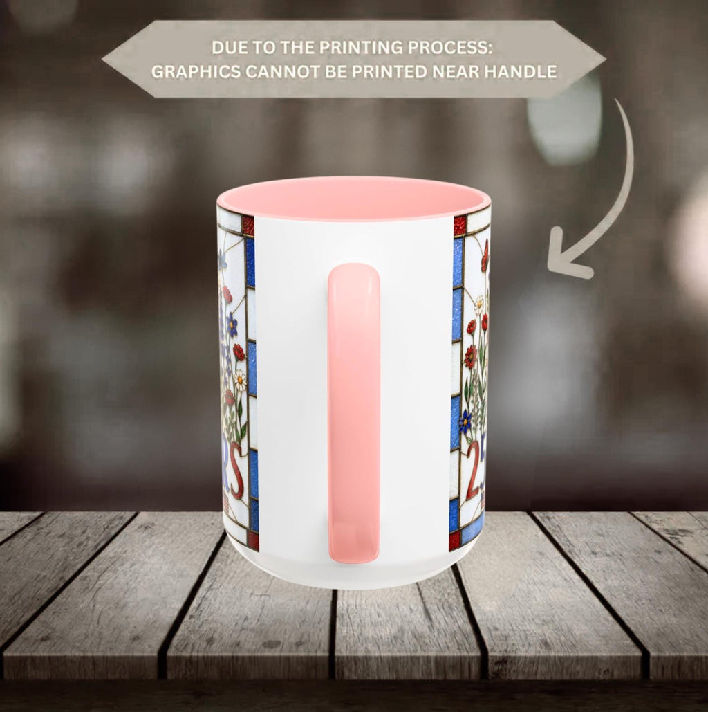 LELORESTORE America 250 Faux Stained Glass Patriotic Floral Mug