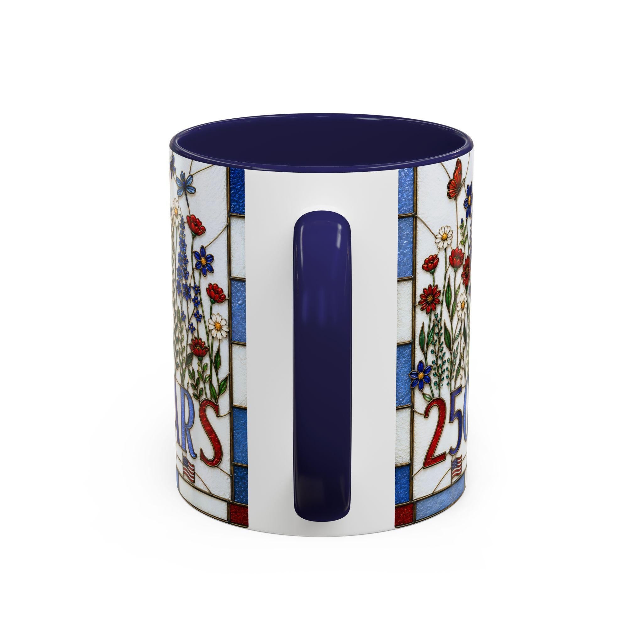 LELORESTORE America 250 Faux Stained Glass Patriotic Floral Mug