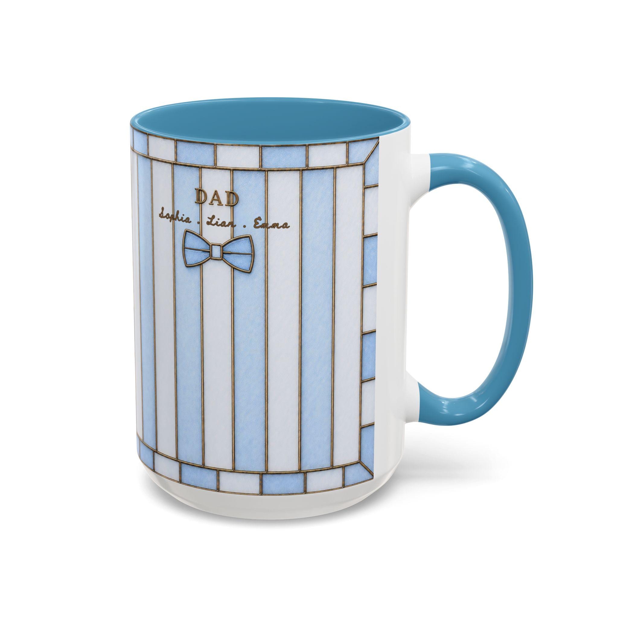Personalized Dad Mug With Kids Names Custom Stripe Coffee Mug