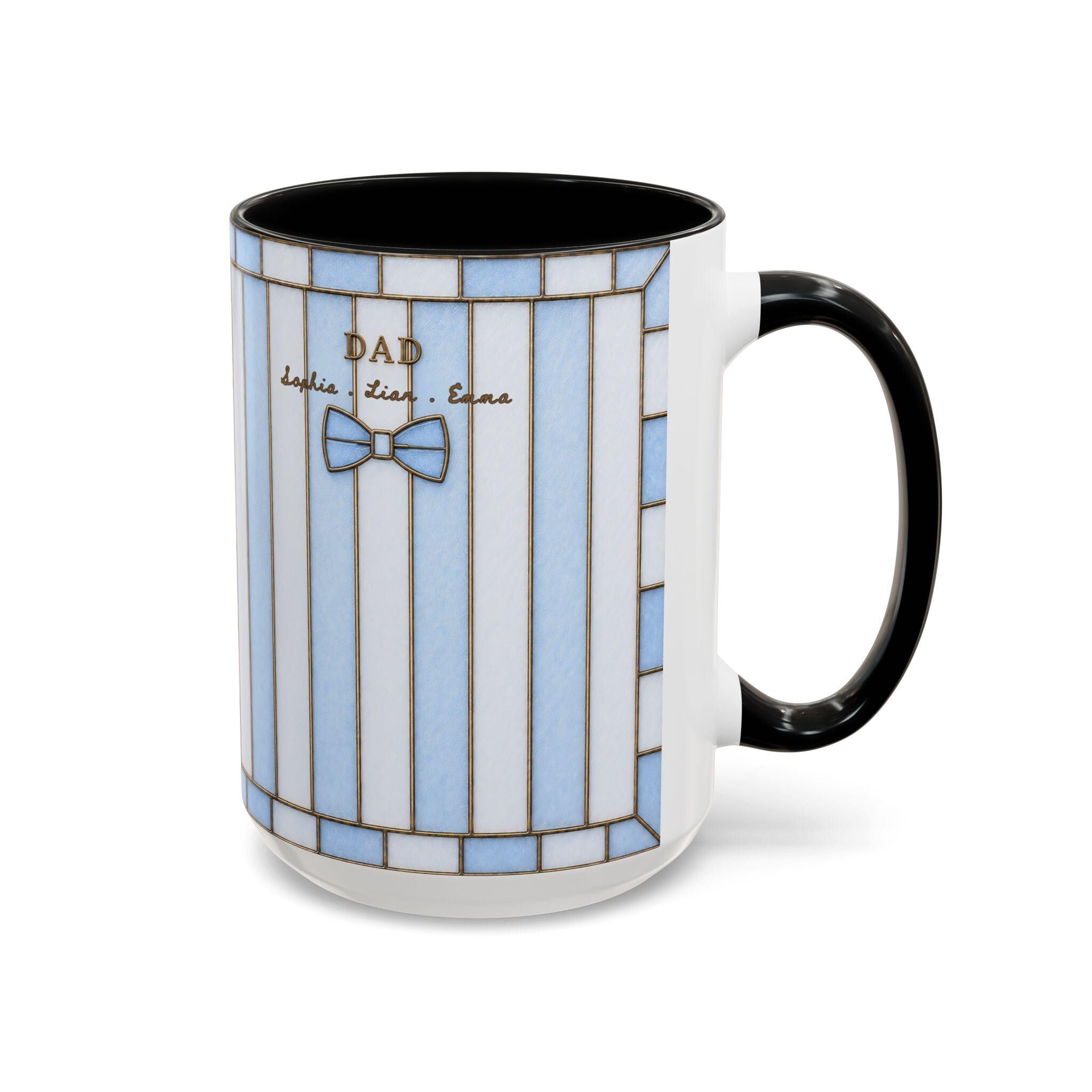Personalized Dad Mug With Kids Names Custom Stripe Coffee Mug