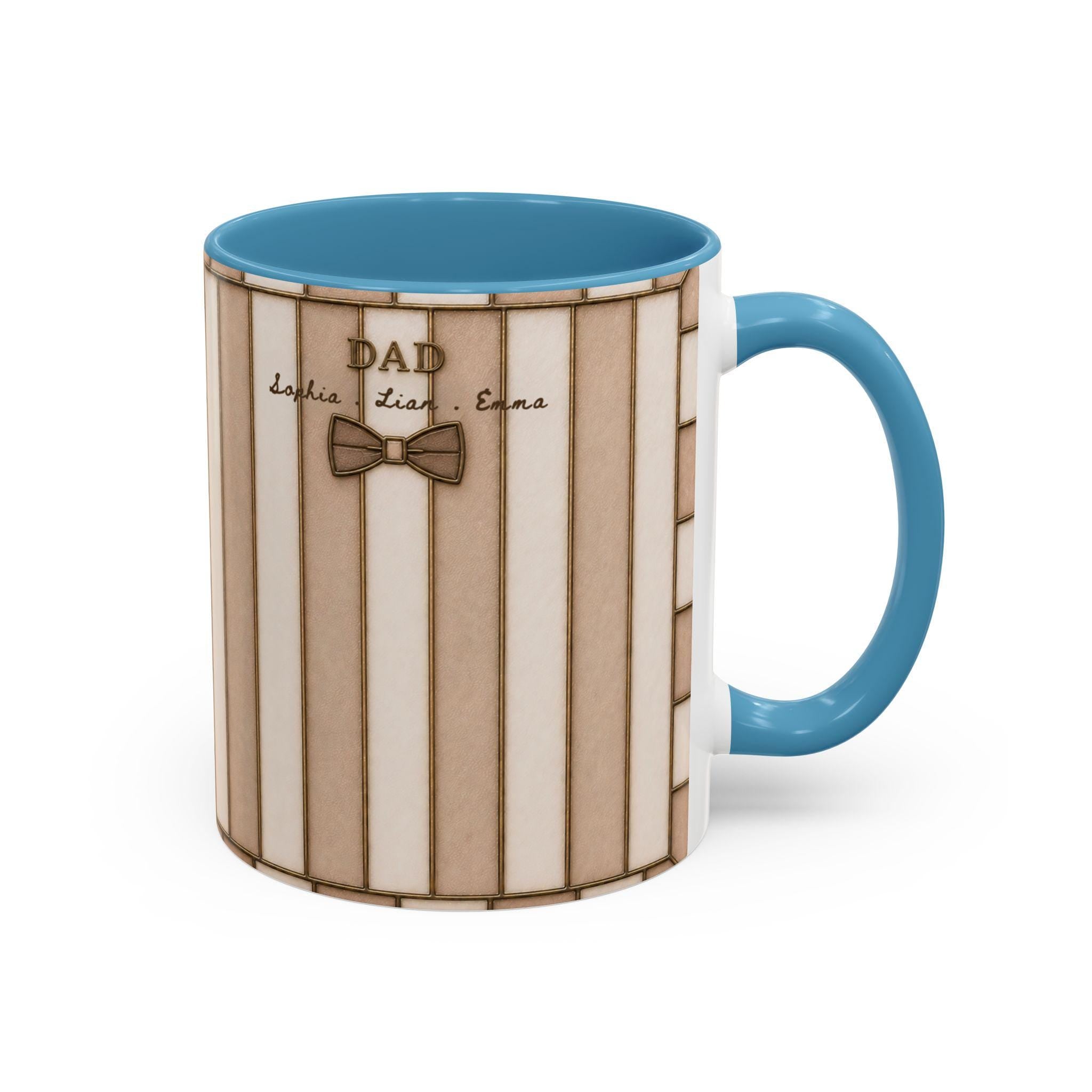 Custom Striped Dad Mug, Personalized Name Cup, Father's Day Gift