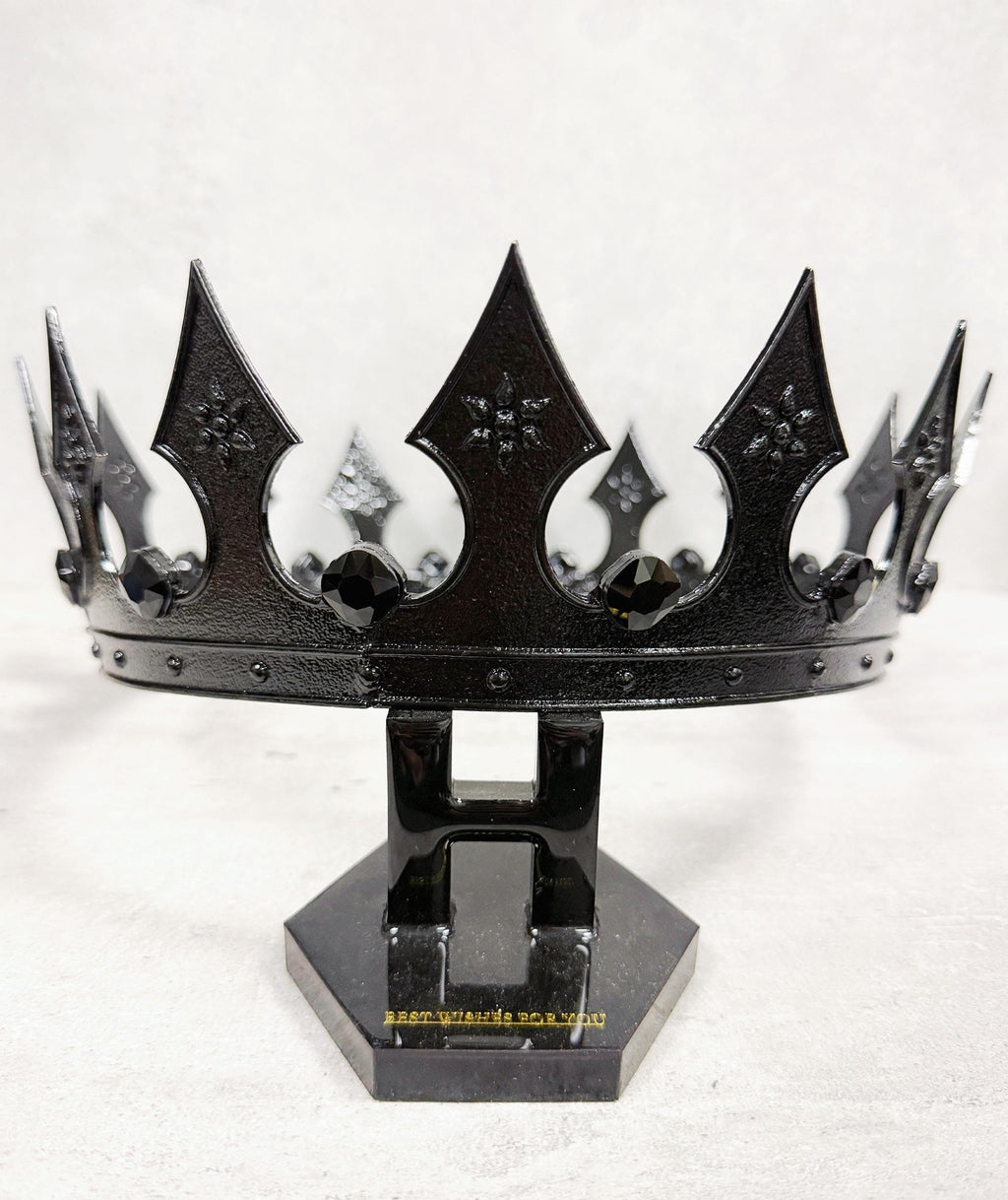 HappyJewelryWorld Regal Black Stone Crown Medieval Halloween Costume Accessory