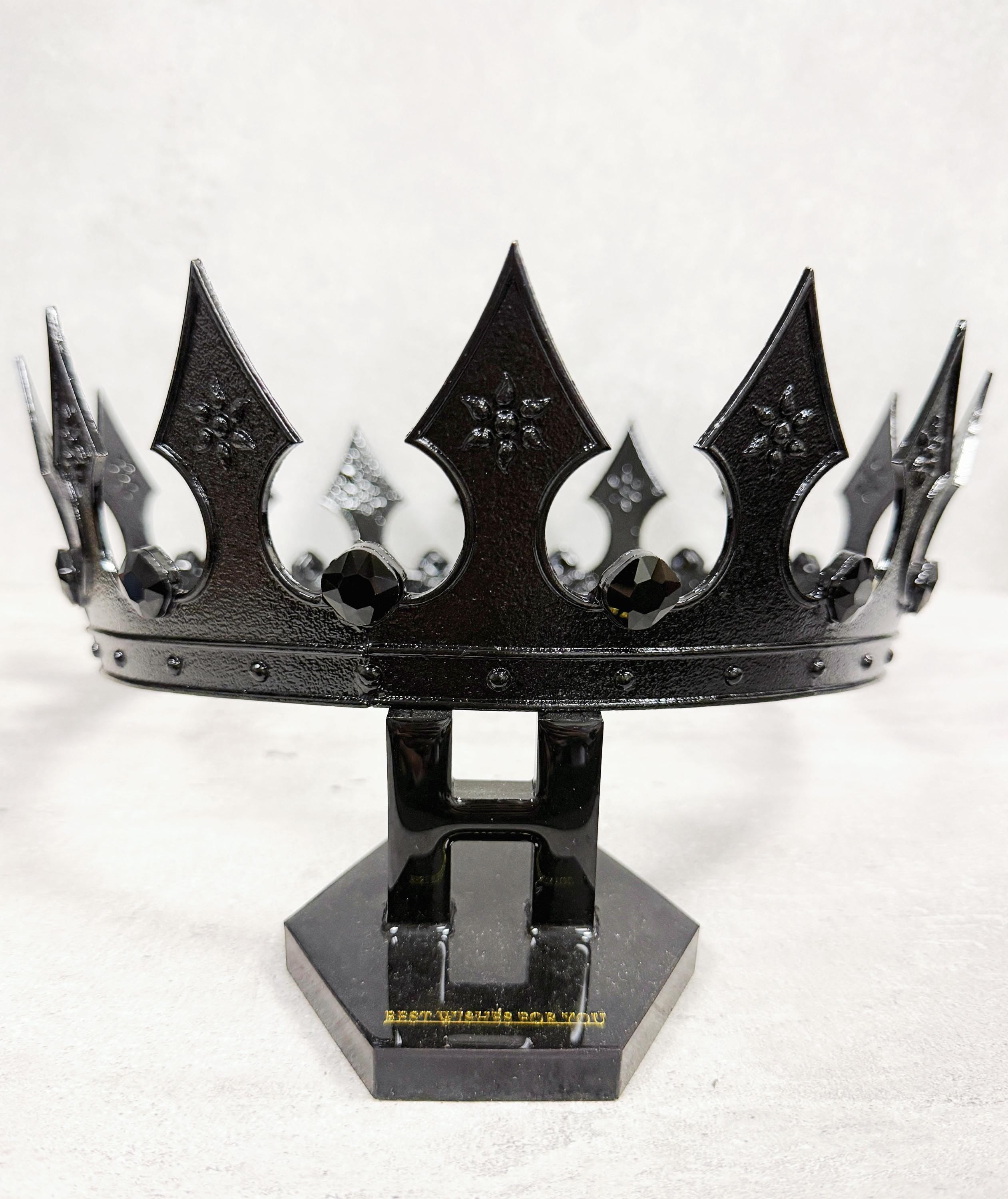 HappyJewelryWorld Regal Black Stone Crown Medieval Halloween Costume Accessory
