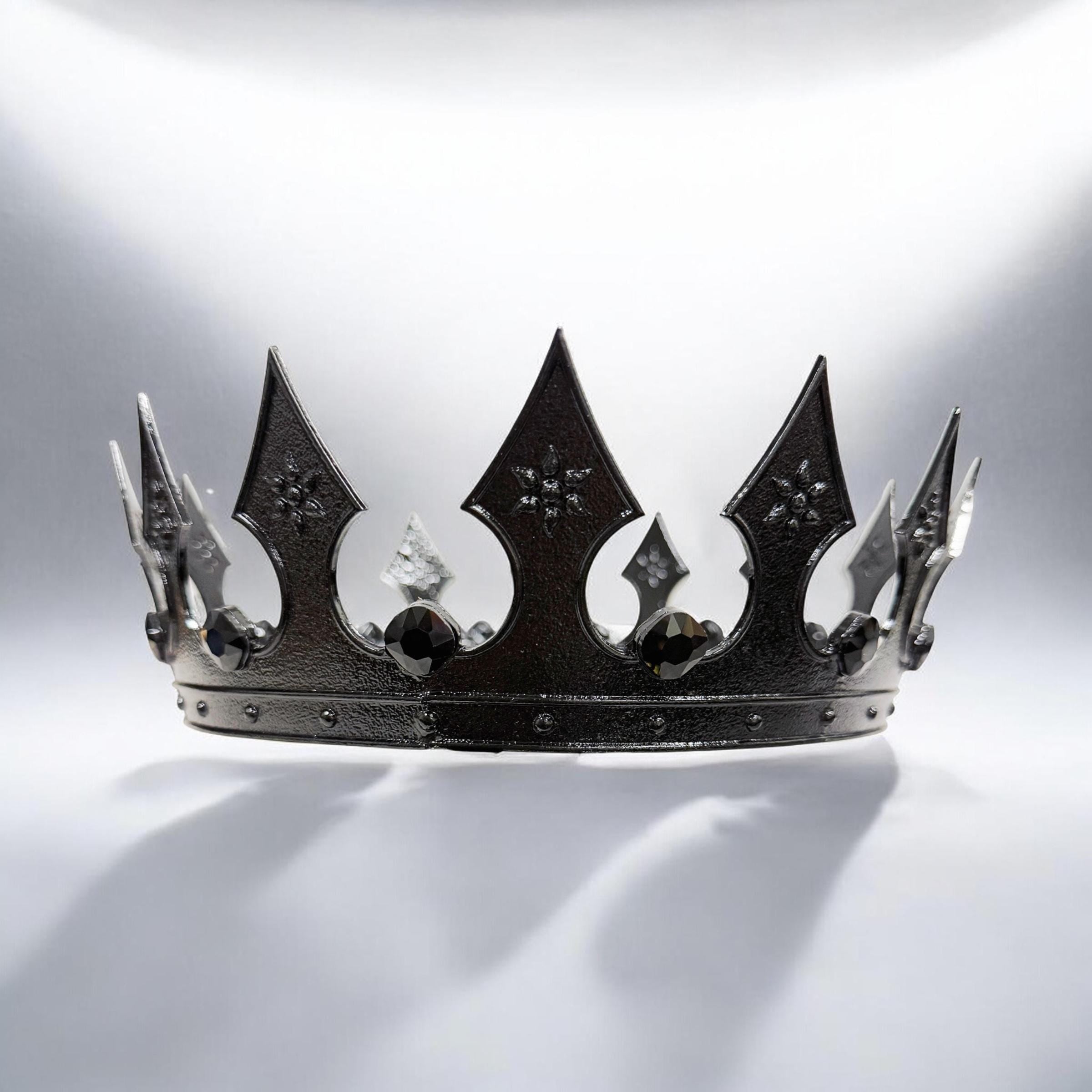 HappyJewelryWorld Regal Black Stone Crown Medieval Halloween Costume Accessory
