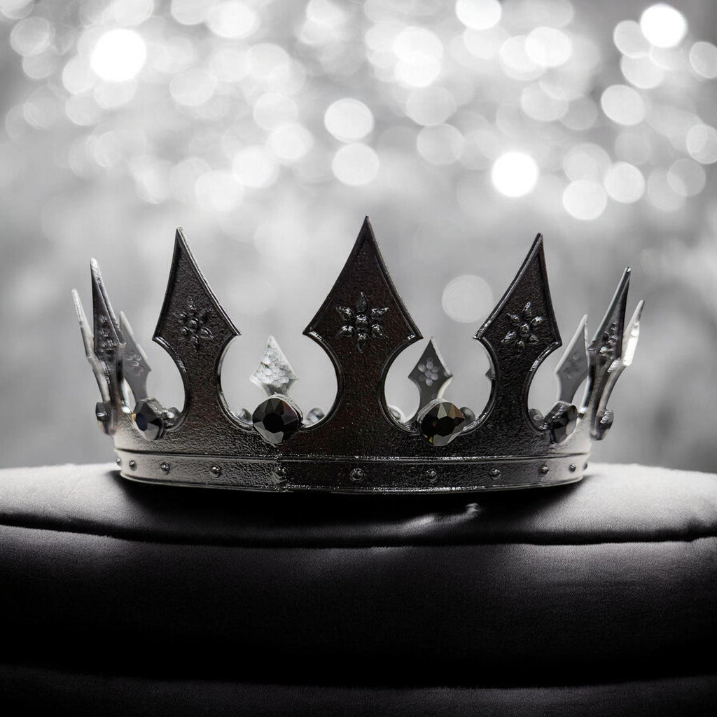 HappyJewelryWorld Regal Black Stone Crown Medieval Halloween Costume Accessory