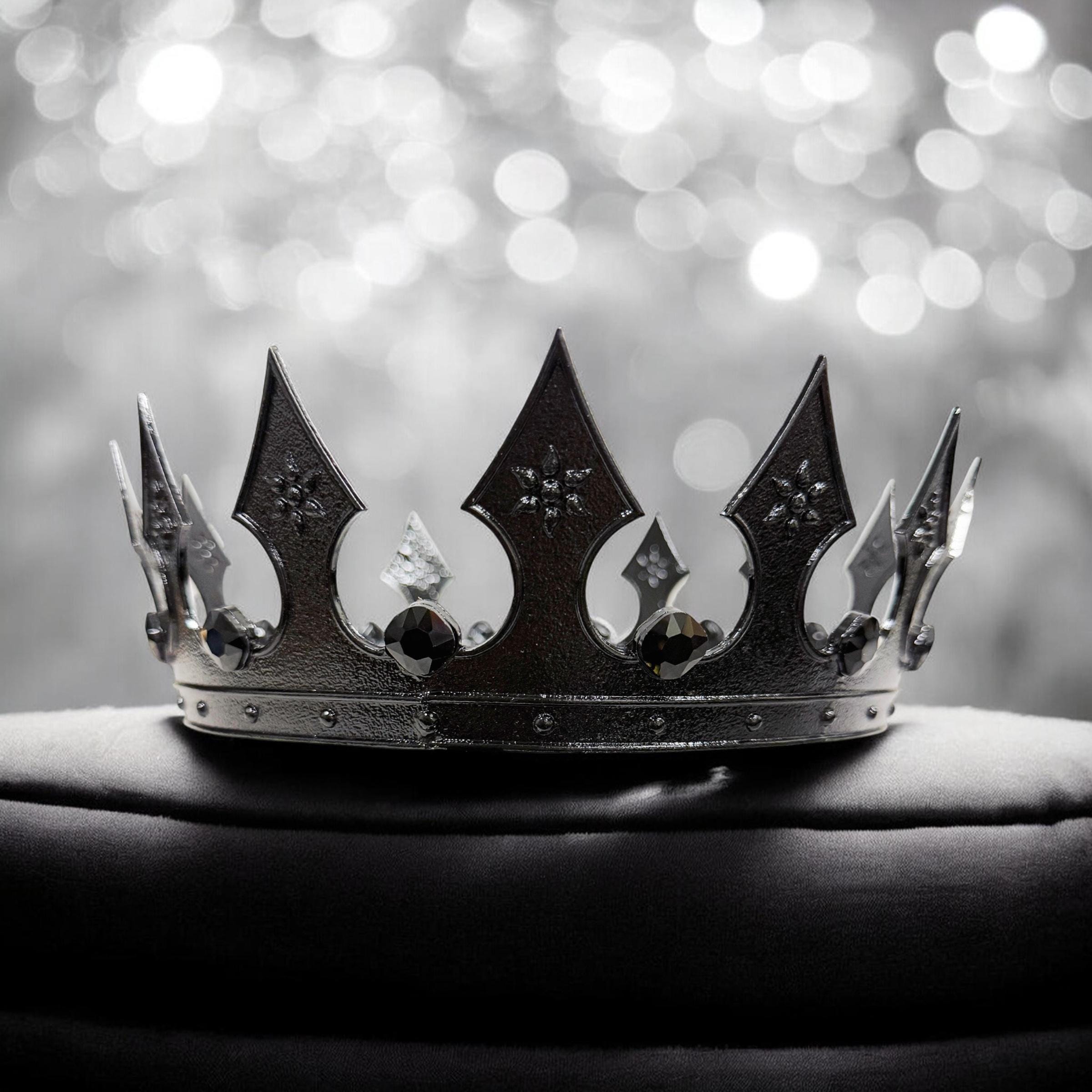 HappyJewelryWorld Regal Black Stone Crown Medieval Halloween Costume Accessory