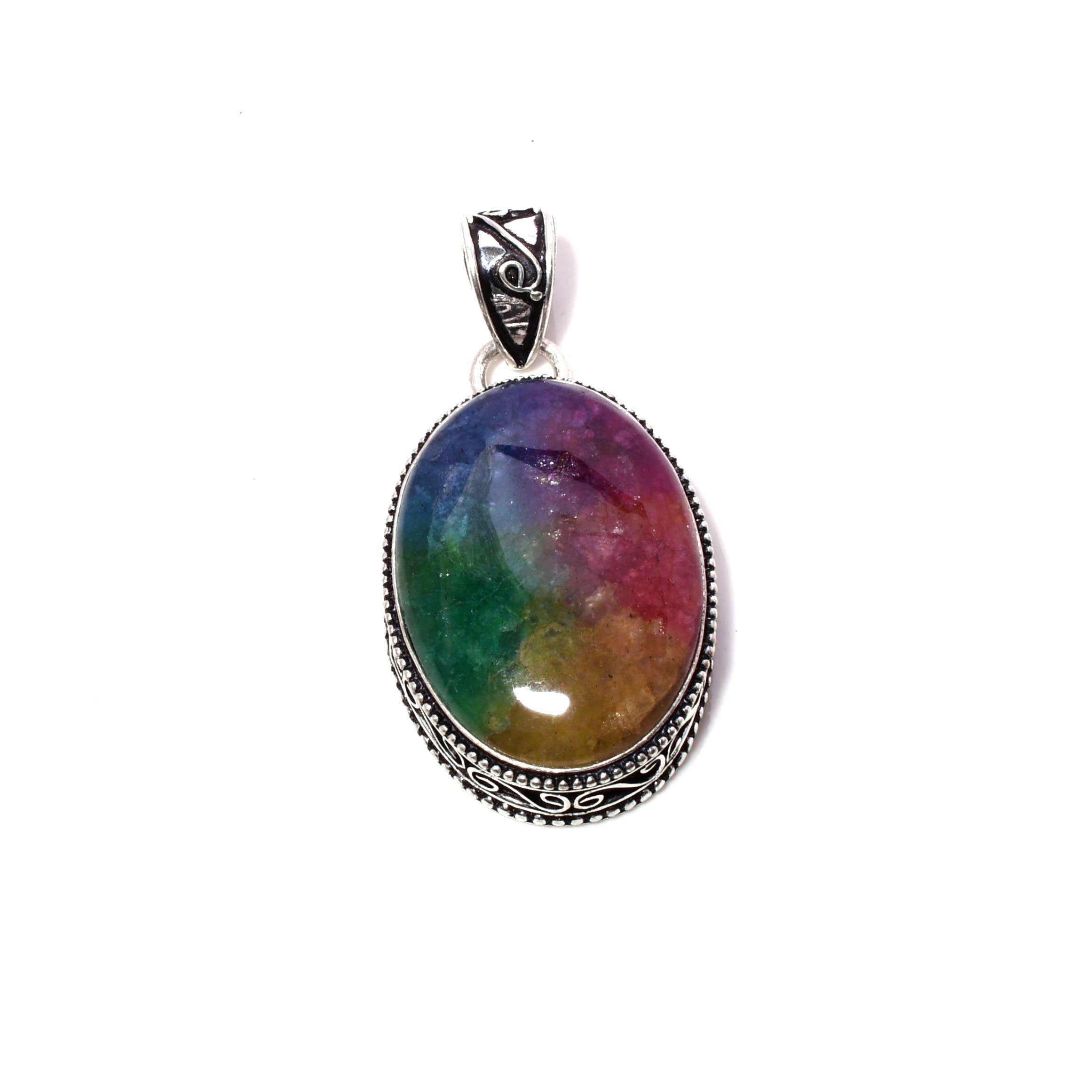 Solar Quartz 925 Sterling Silver Pendant Necklace Handmade Jewelry