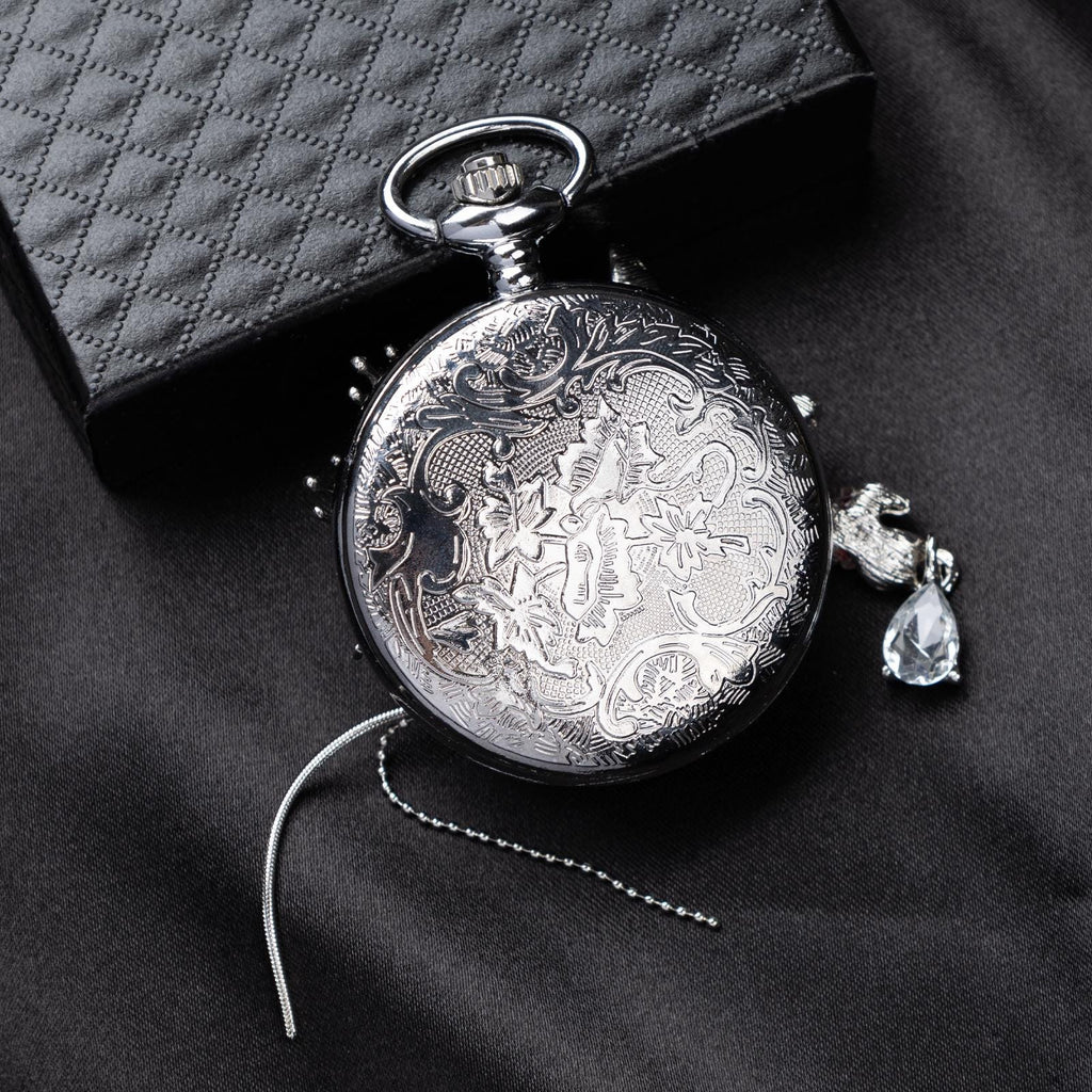 Oryeia Real Blue Morpho Butterfly Wing Pocket Watch Necklace Gothic