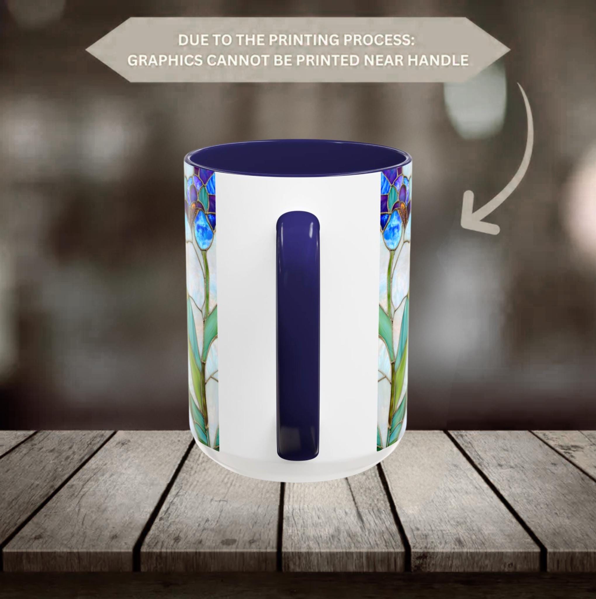 Orchid Stained Glass Style Mug Floral Coffee Cup Botanical Tea 11oz 15oz