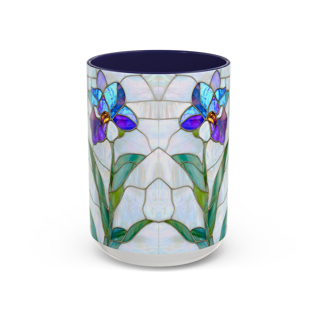 Orchid Stained Glass Style Mug Floral Coffee Cup Botanical Tea 11oz 15oz