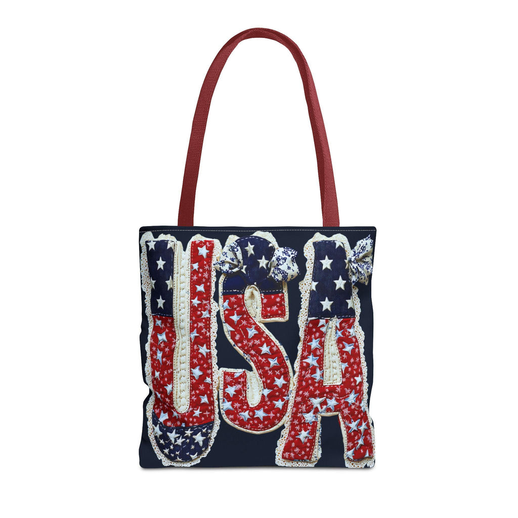 USA Tote Bag Faux Embroidered American Flag Fourth of July