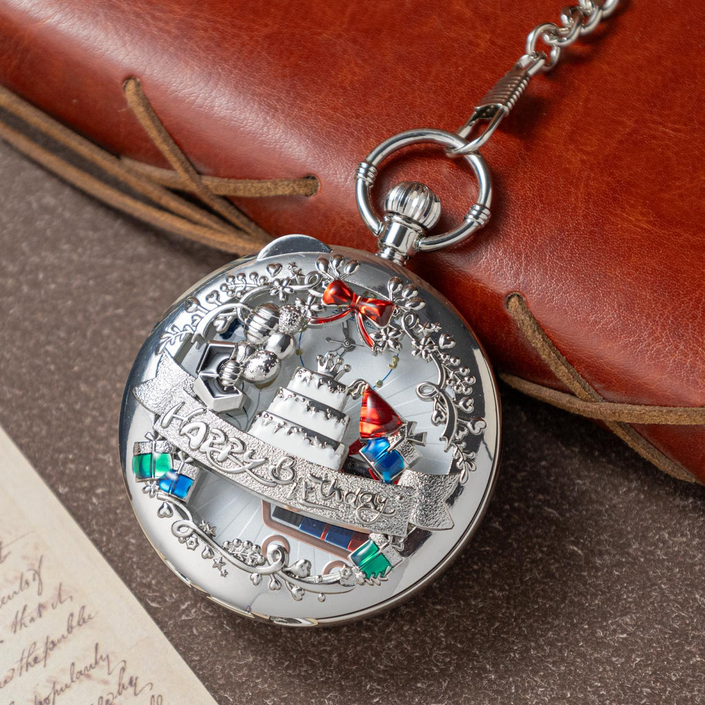 Oryeia Vintage Birthday Music Pocket Watch Happy Birthday Melody