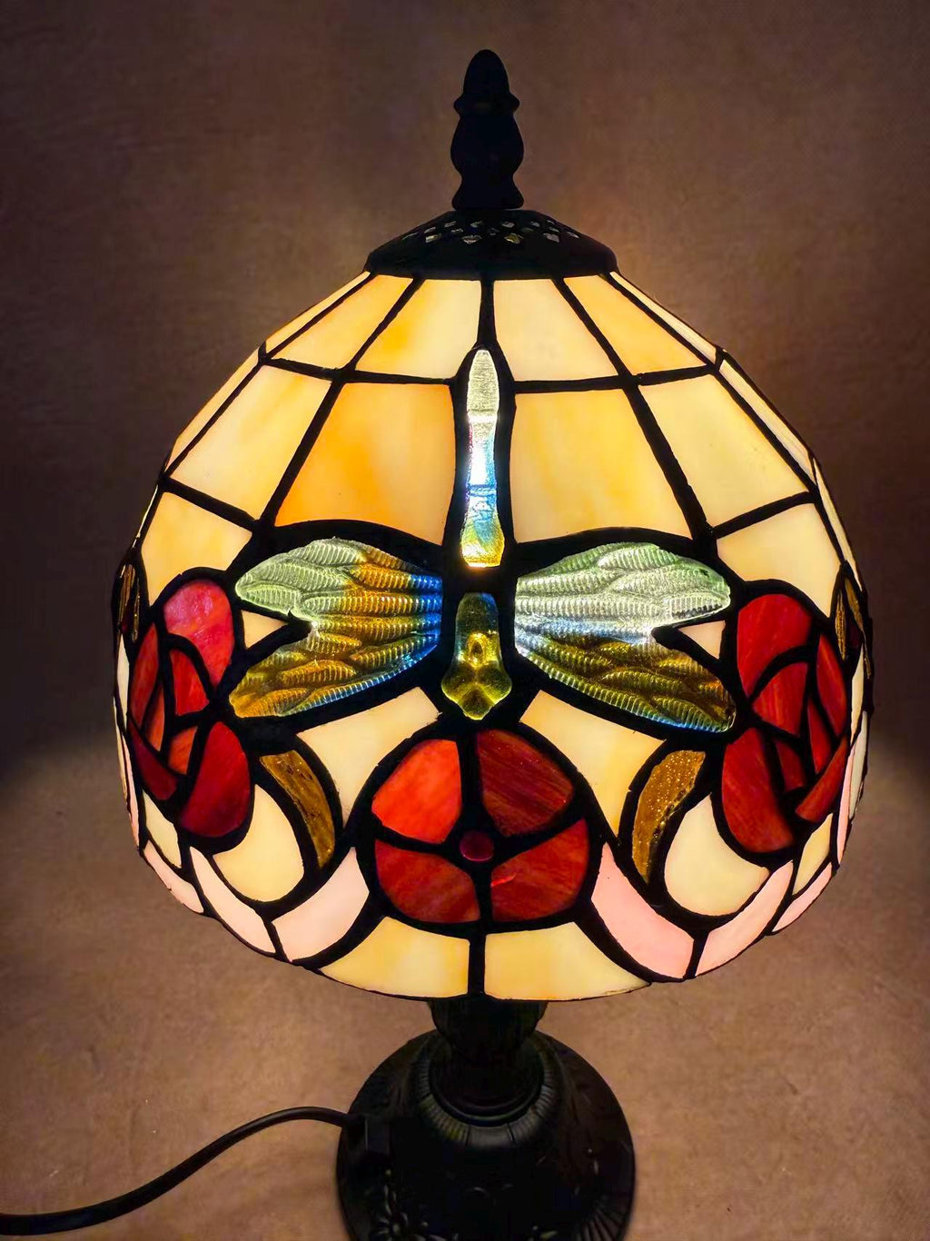 U2Antique Floral Tiffany Stained Glass Table Lamp