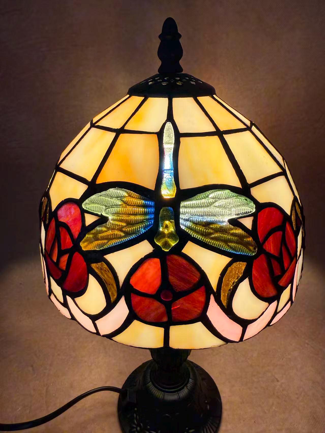 U2Antique Floral Tiffany Stained Glass Table Lamp