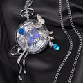 Oryeia Handmade Purple Butterfly Specimen Pocket Watch Necklace
