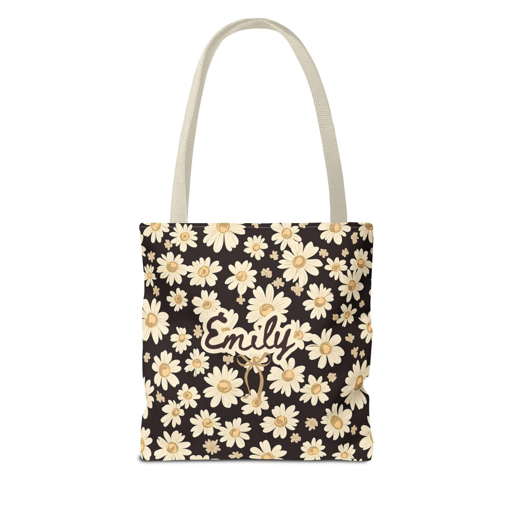 Personalized Wildflower Daisy Tote Bag, Custom Name Boho Floral Everyday Bag