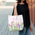 Personalized Grandma Floral Tote Bag Custom Name Wildflower Mother's Day Gift