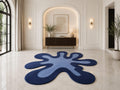 RugverseCreations Hand-Tufted Wool Area Rug Irregular Shape Blue