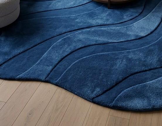 RugverseCreations Blue Wave Hand Tufted 3D Area Rug 8x10