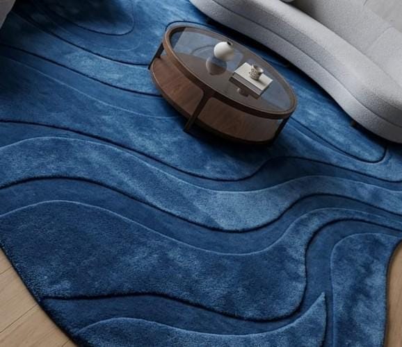 RugverseCreations Blue Wave Hand Tufted 3D Area Rug 8x10