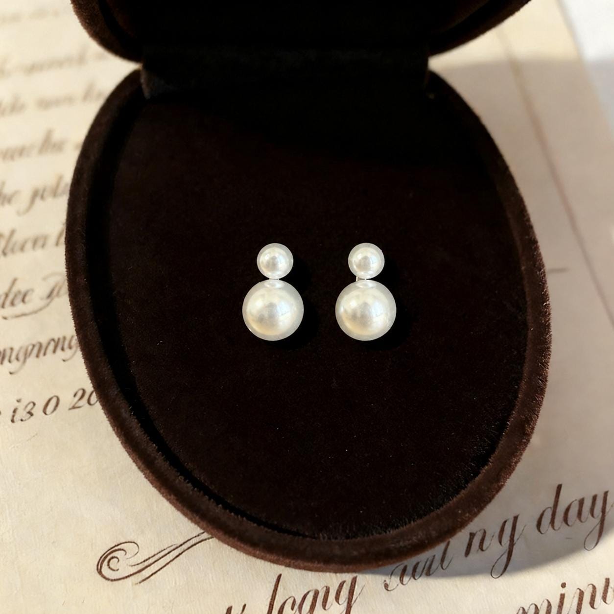 EcloraTreasures Double Pearl Drop Earrings 6mm 10mm Hypoallergenic