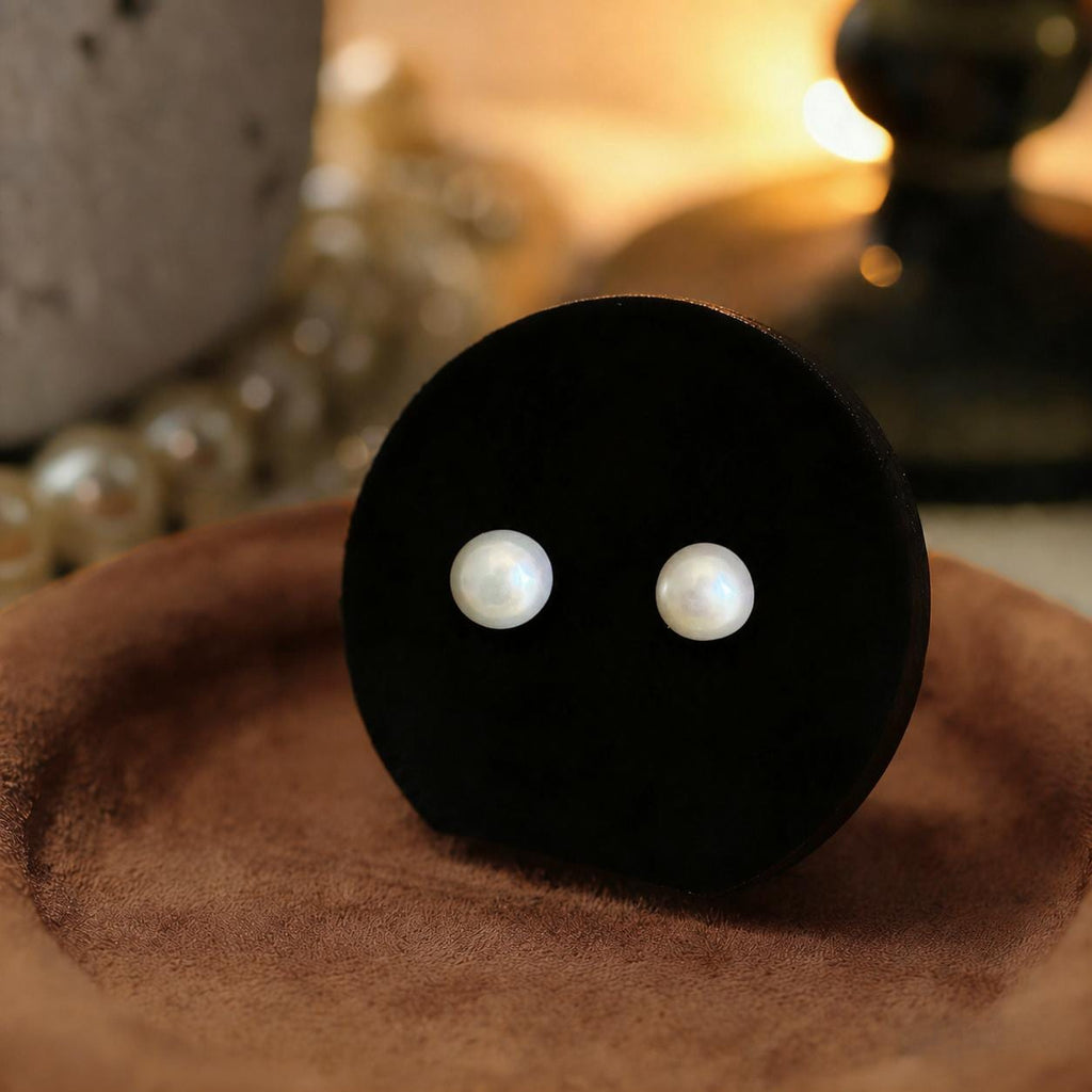EcloraTreasures Genuine 7mm Freshwater Pearl Stud Earrings