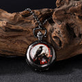 Oryeia Vintage Raven Gothic Pocket Watch Necklace Black Gunmetal