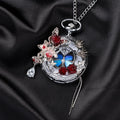 Oryeia Real Blue Morpho Butterfly Wing Pocket Watch Necklace Gothic