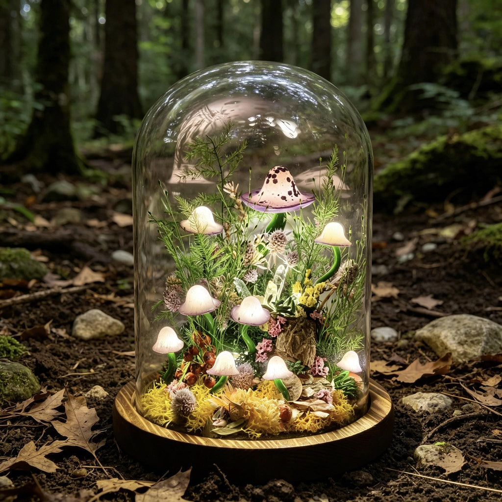 StarlitCarat Purple Mushroom Lamp With Crystal Night Light
