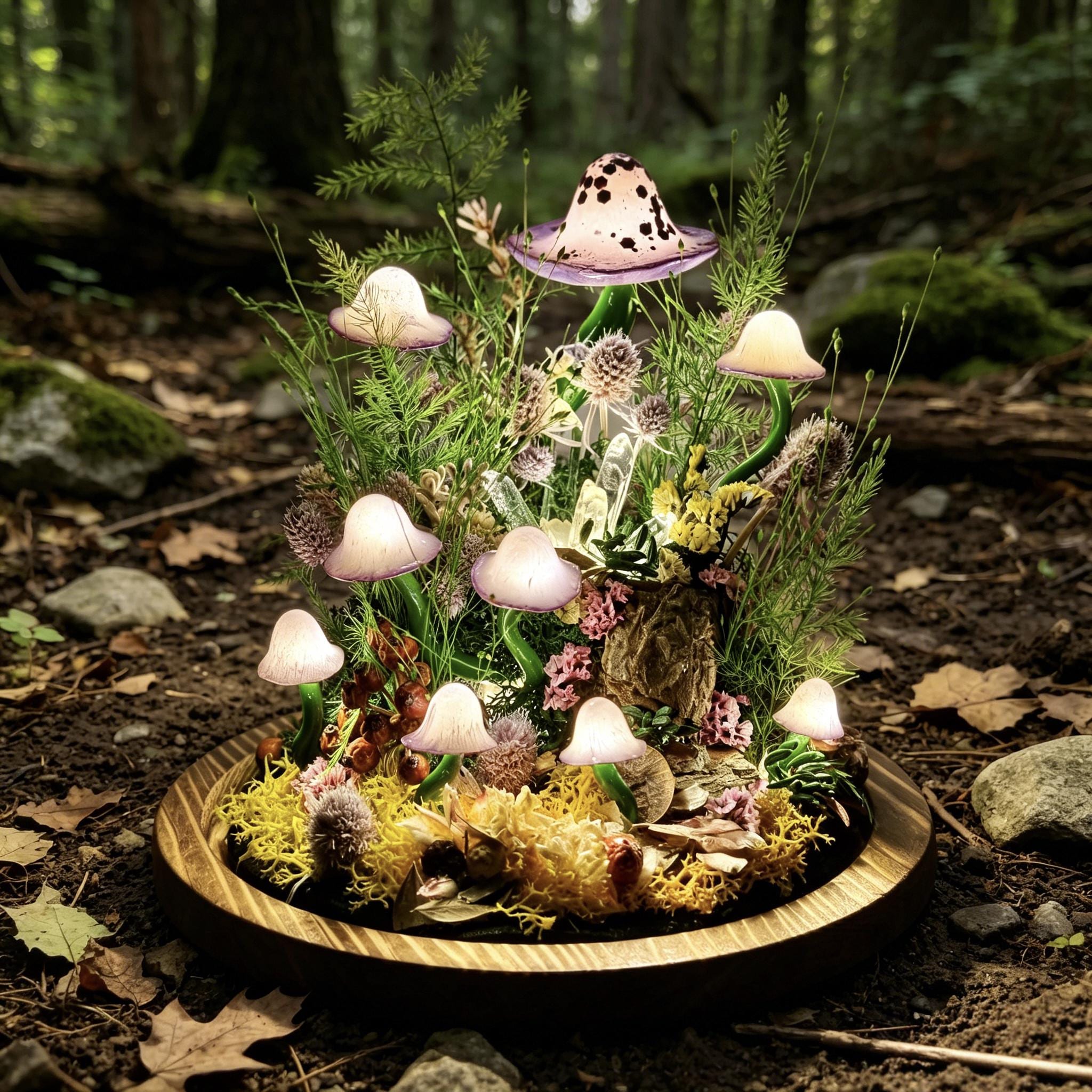 StarlitCarat Purple Mushroom Lamp With Crystal Night Light