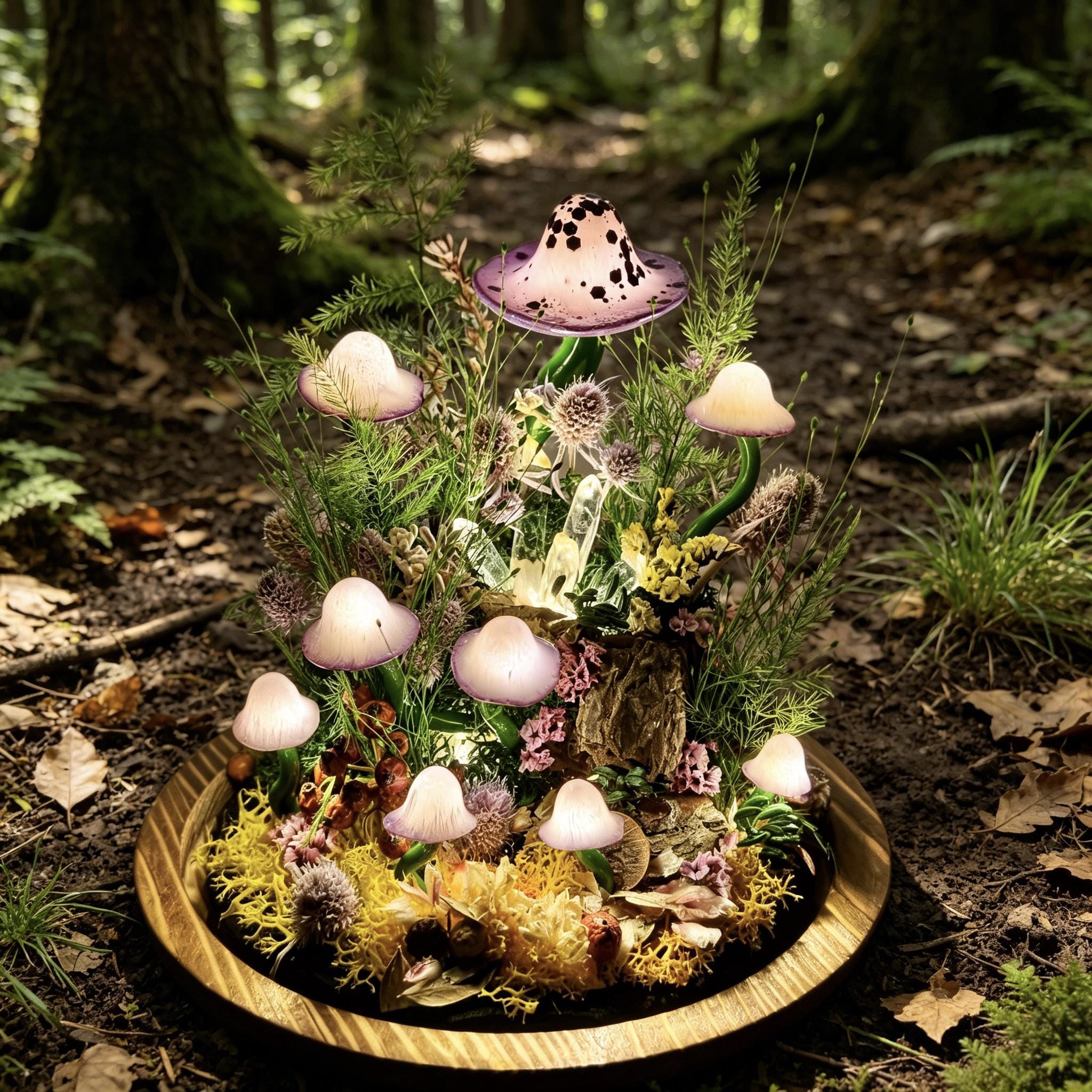 StarlitCarat Purple Mushroom Lamp With Crystal Night Light