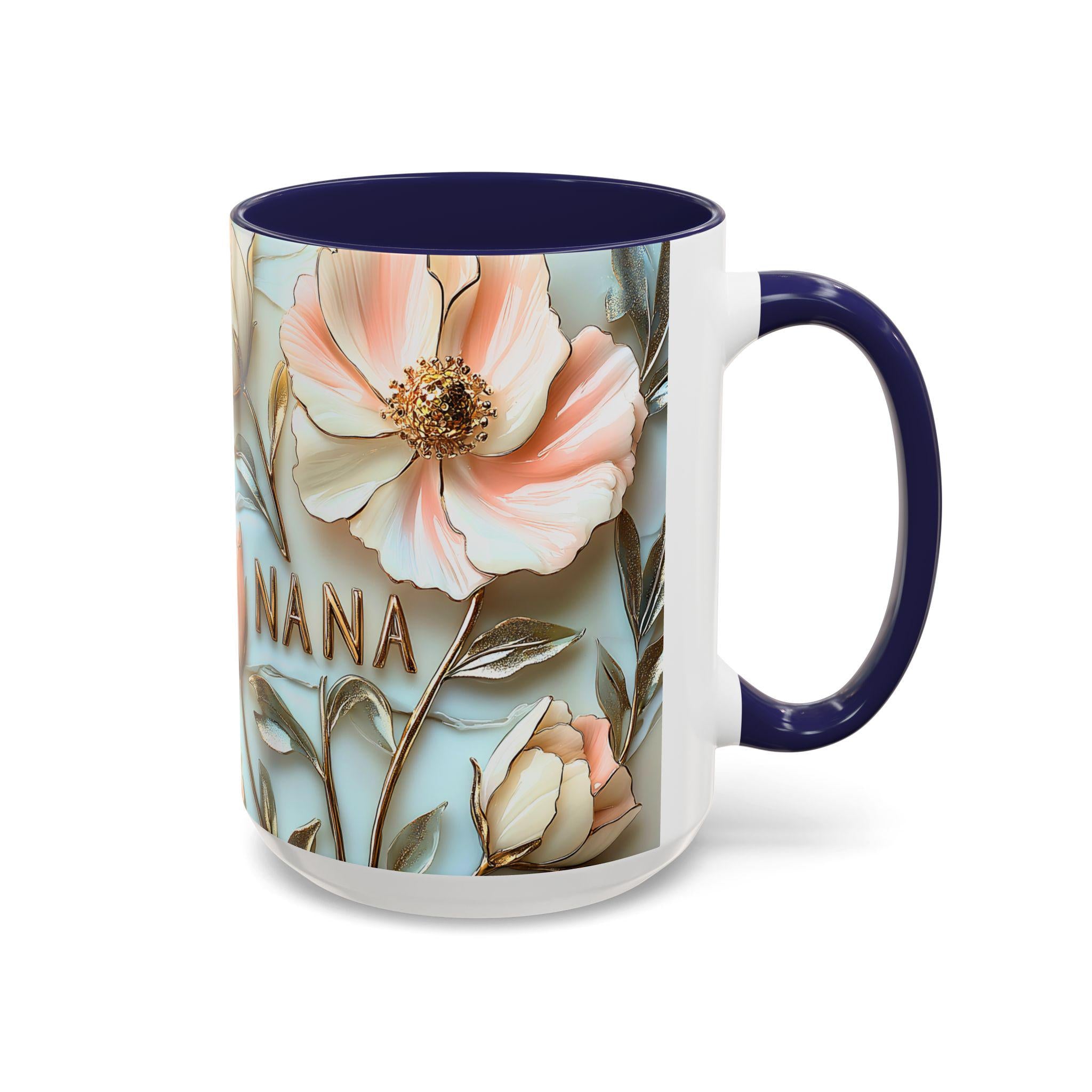 LELORESTORE Floral Stained Glass Style Nana Mug Ceramic Coffee Cup