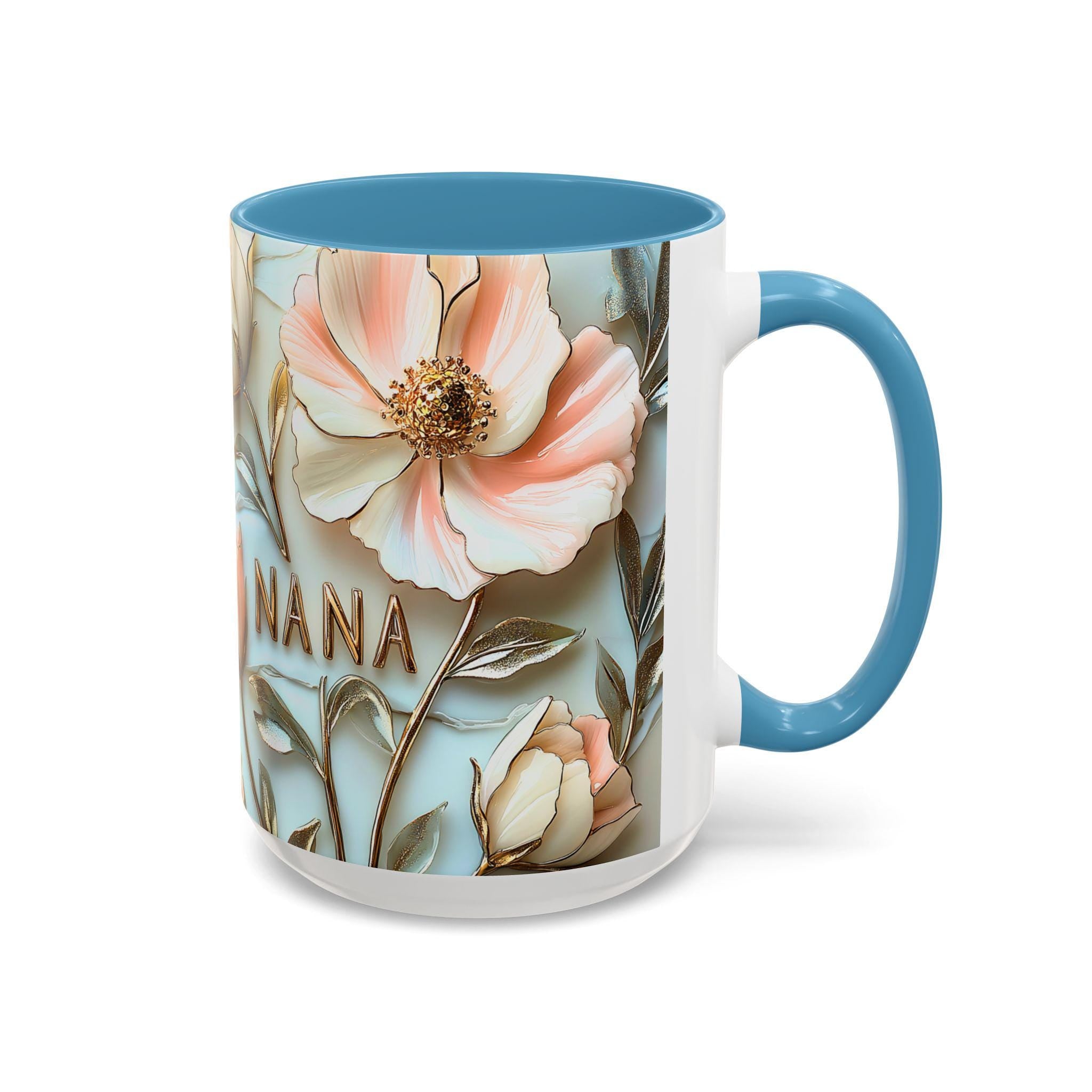 LELORESTORE Floral Stained Glass Style Nana Mug Ceramic Coffee Cup